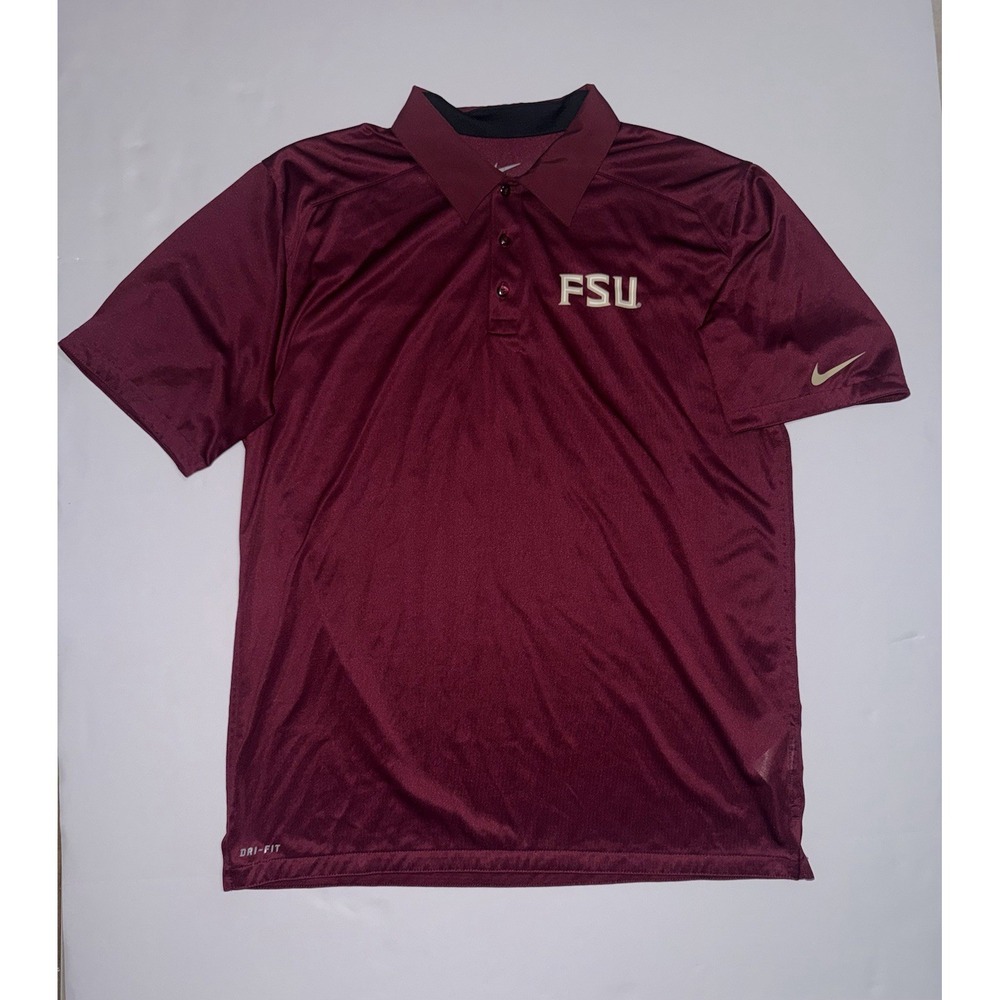 Nike Florida State Seminoles Polo Shirt Mens L Red Dri-FIT Football NCAA FSU
